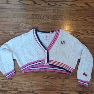 Forever 21 White and Pink Cardigan Sweater